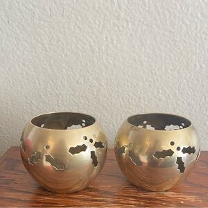 Vintage Brass Votive Candle Holders 2 Piece Set
